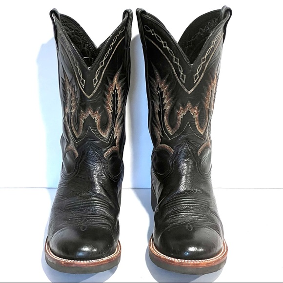 Larry Mahan Men’s Embroidered Black Leather Cowboy Western Stitched Boot Sz 10.5 - Picture 2 of 16